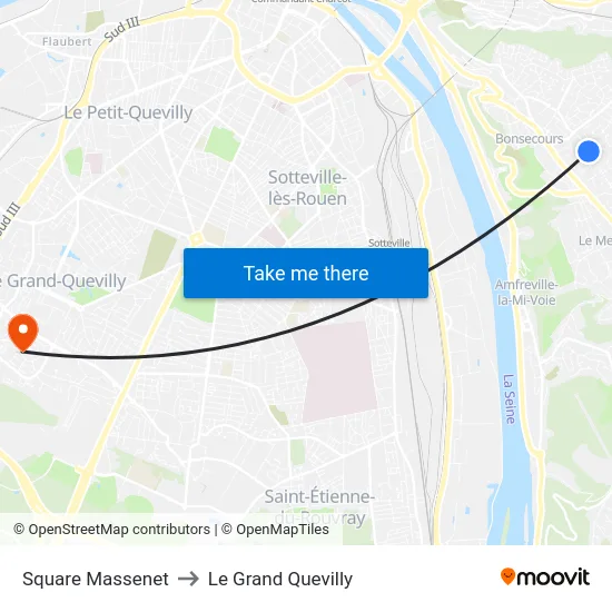 Square Massenet to Le Grand Quevilly map