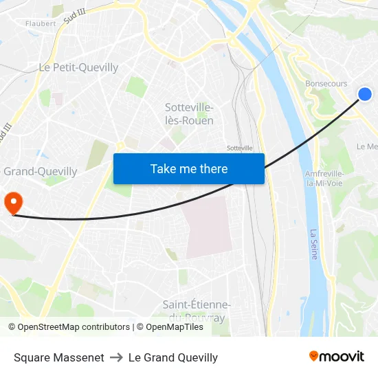 Square Massenet to Le Grand Quevilly map