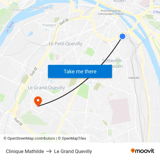 Clinique Mathilde to Le Grand Quevilly map