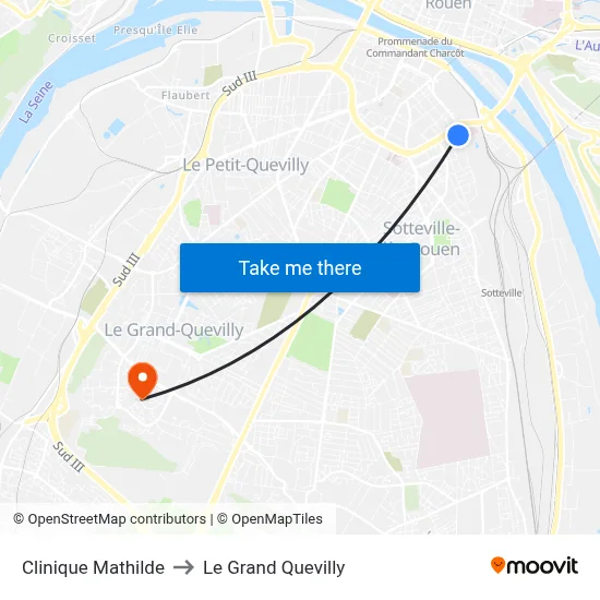 Clinique Mathilde to Le Grand Quevilly map
