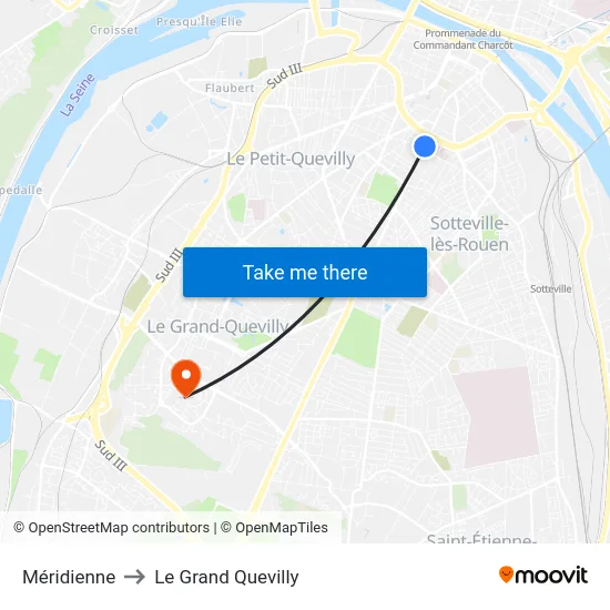 Méridienne to Le Grand Quevilly map