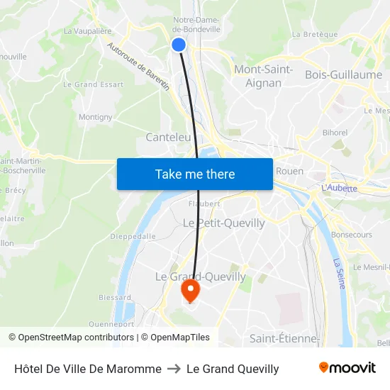 Hôtel De Ville De Maromme to Le Grand Quevilly map