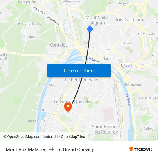 Mont Aux Malades to Le Grand Quevilly map