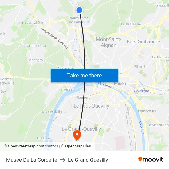 Musée De La Corderie to Le Grand Quevilly map