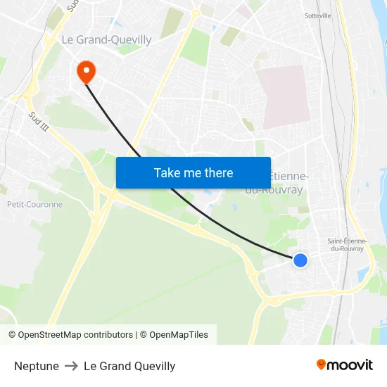 Neptune to Le Grand Quevilly map