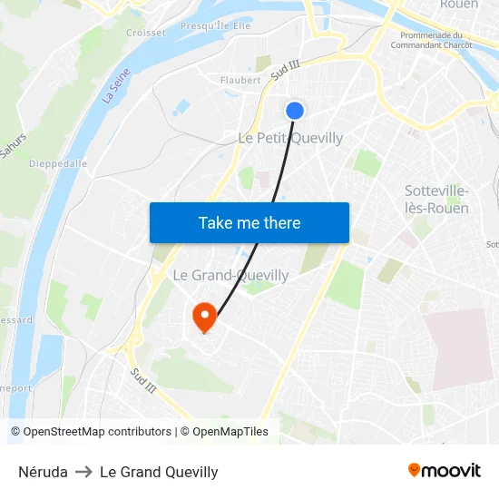 Néruda to Le Grand Quevilly map