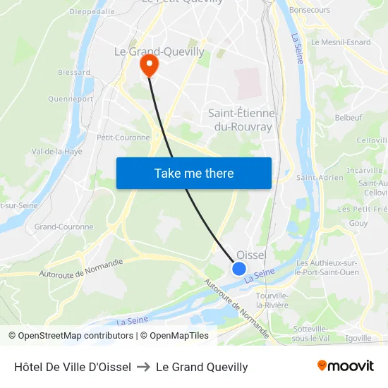 Hôtel De Ville D'Oissel to Le Grand Quevilly map