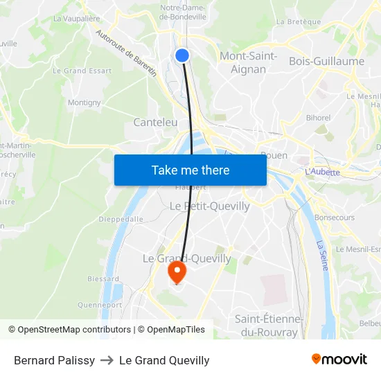 Bernard Palissy to Le Grand Quevilly map