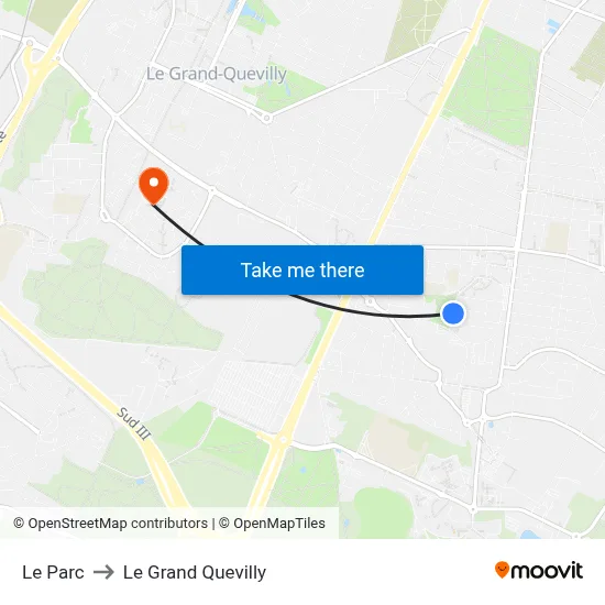 Le Parc to Le Grand Quevilly map