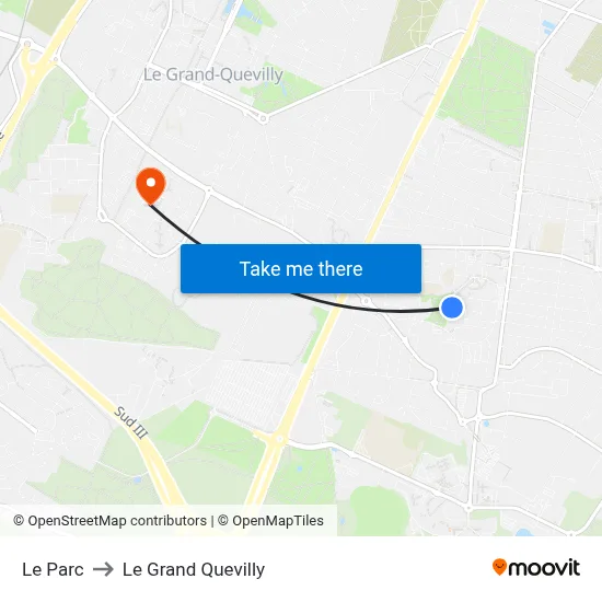 Le Parc to Le Grand Quevilly map