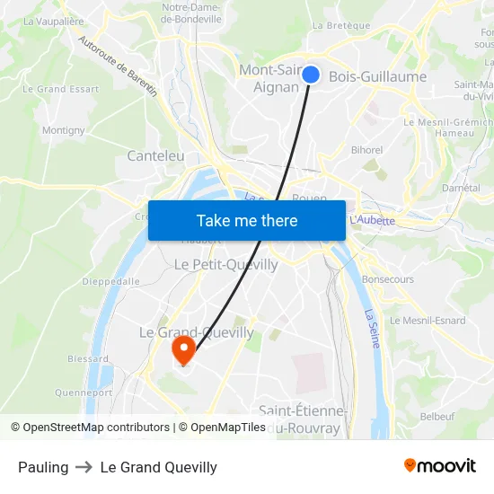 Pauling to Le Grand Quevilly map