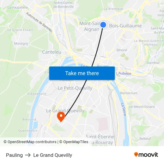 Pauling to Le Grand Quevilly map