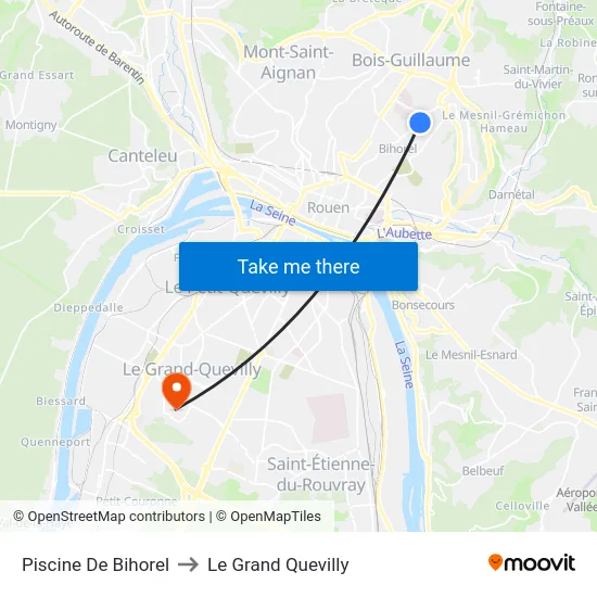 Piscine De Bihorel to Le Grand Quevilly map