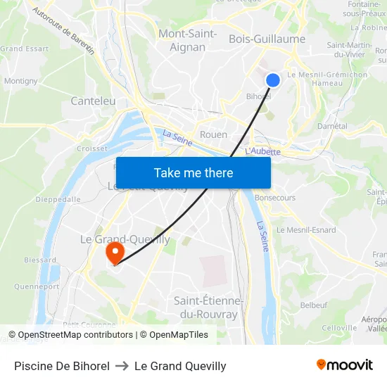 Piscine De Bihorel to Le Grand Quevilly map