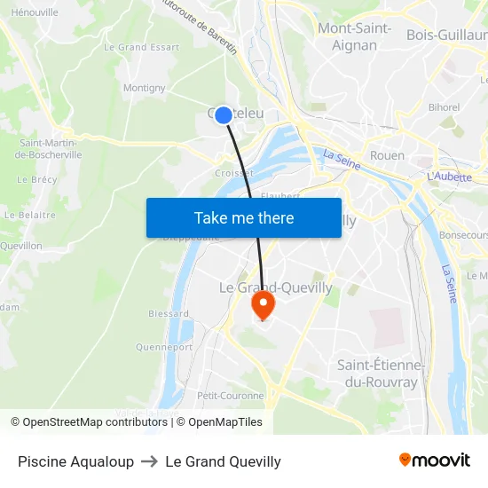 Piscine Aqualoup to Le Grand Quevilly map