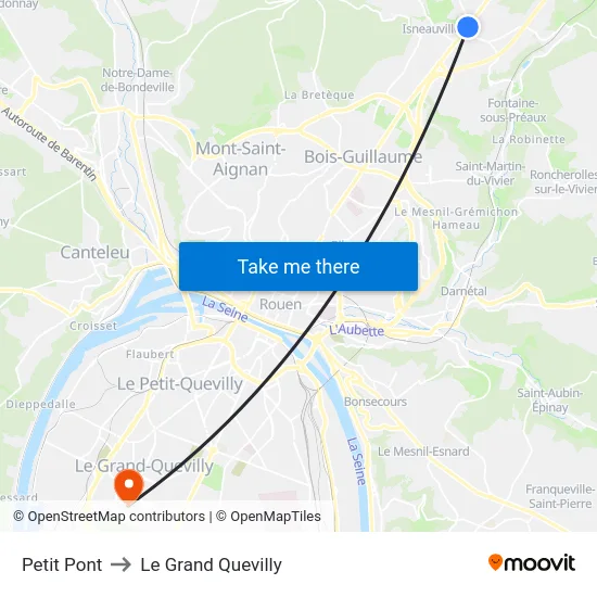 Petit Pont to Le Grand Quevilly map