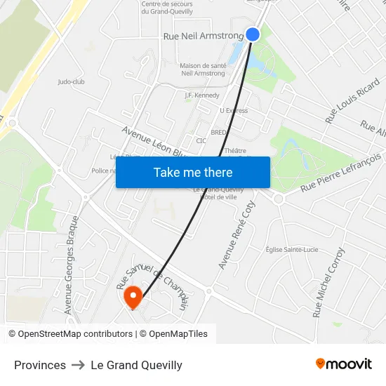 Provinces to Le Grand Quevilly map