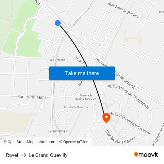 Ravel to Le Grand Quevilly map