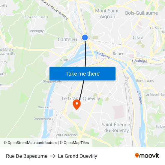 Rue De Bapeaume to Le Grand Quevilly map