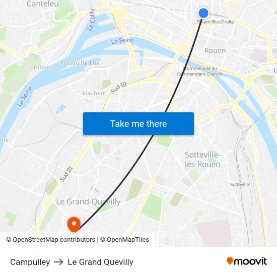 Campulley to Le Grand Quevilly map