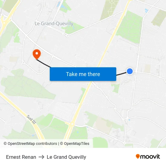 Ernest Renan to Le Grand Quevilly map