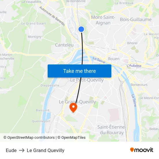 Eude to Le Grand Quevilly map