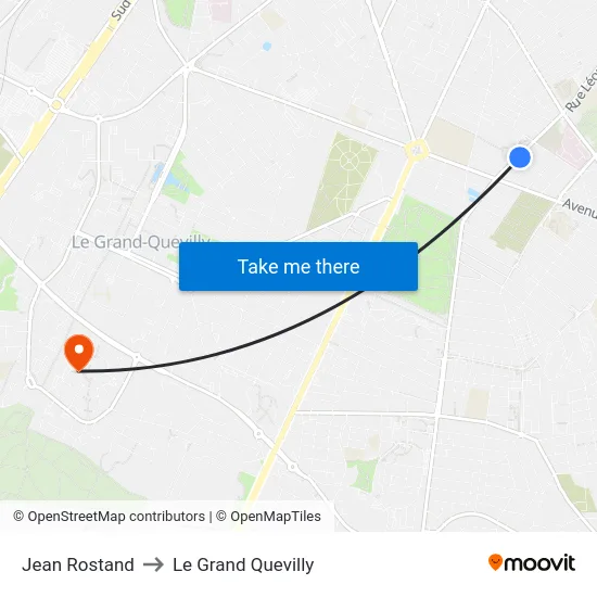 Jean Rostand to Le Grand Quevilly map