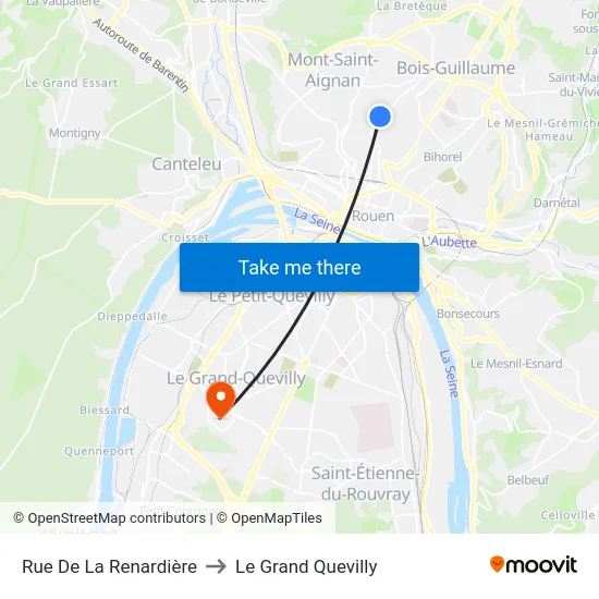 Rue De La Renardière to Le Grand Quevilly map
