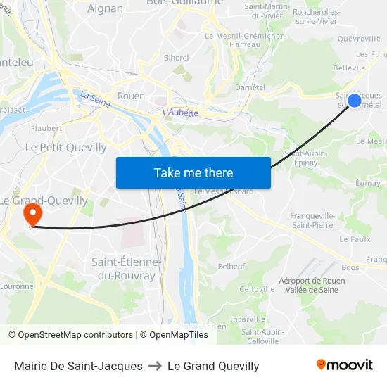 Mairie De Saint-Jacques to Le Grand Quevilly map