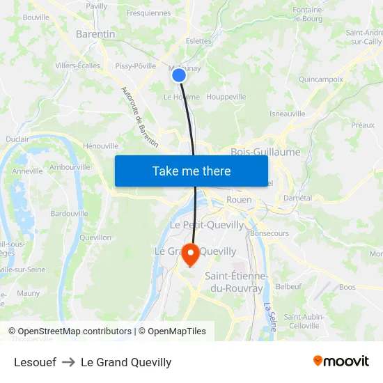 Lesouef to Le Grand Quevilly map