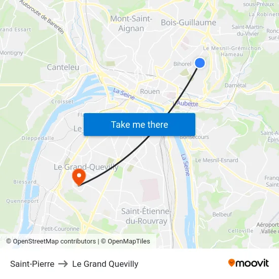 Saint-Pierre to Le Grand Quevilly map
