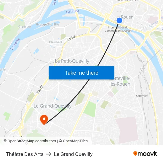 Théâtre Des Arts to Le Grand Quevilly map