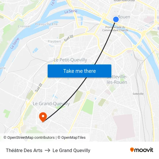 Théâtre Des Arts to Le Grand Quevilly map