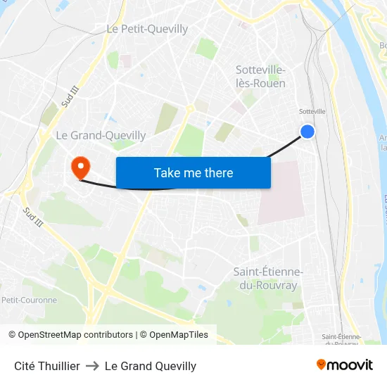 Cité Thuillier to Le Grand Quevilly map