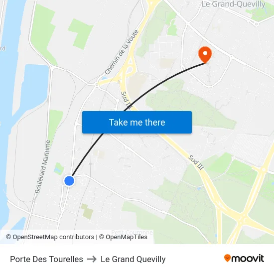Porte Des Tourelles to Le Grand Quevilly map