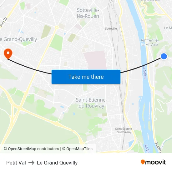 Petit Val to Le Grand Quevilly map