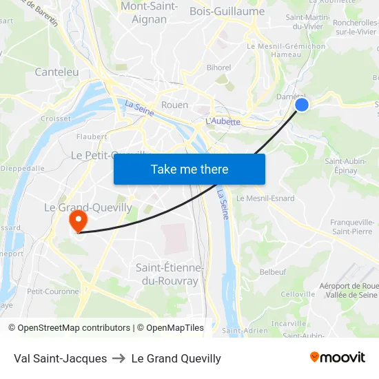 Val Saint-Jacques to Le Grand Quevilly map