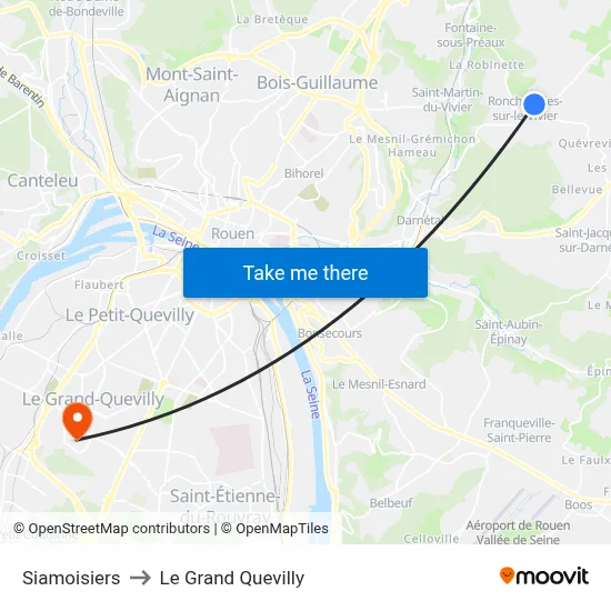 Siamoisiers to Le Grand Quevilly map