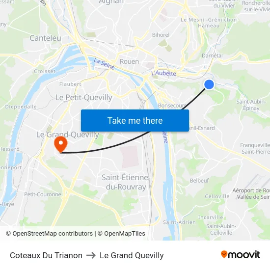 Coteaux Du Trianon to Le Grand Quevilly map