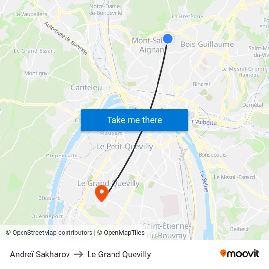 Andreï Sakharov to Le Grand Quevilly map