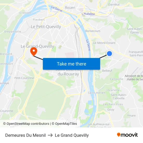 Demeures Du Mesnil to Le Grand Quevilly map