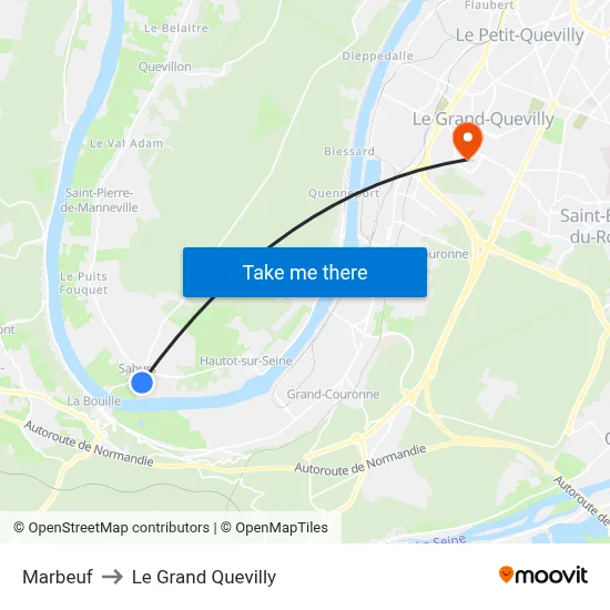 Marbeuf to Le Grand Quevilly map