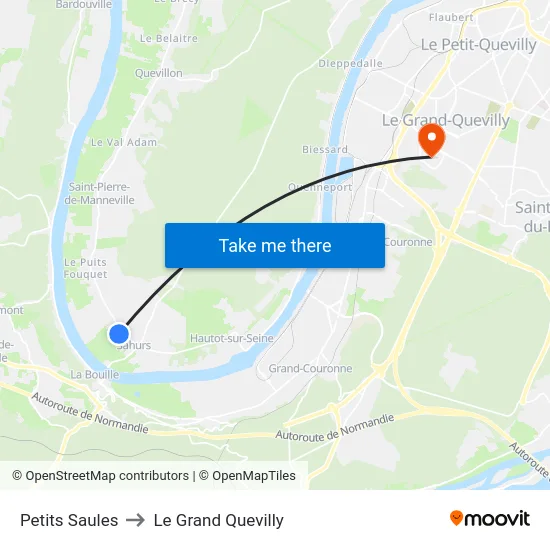 Petits Saules to Le Grand Quevilly map