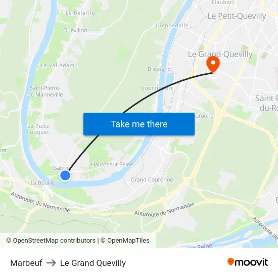 Marbeuf to Le Grand Quevilly map