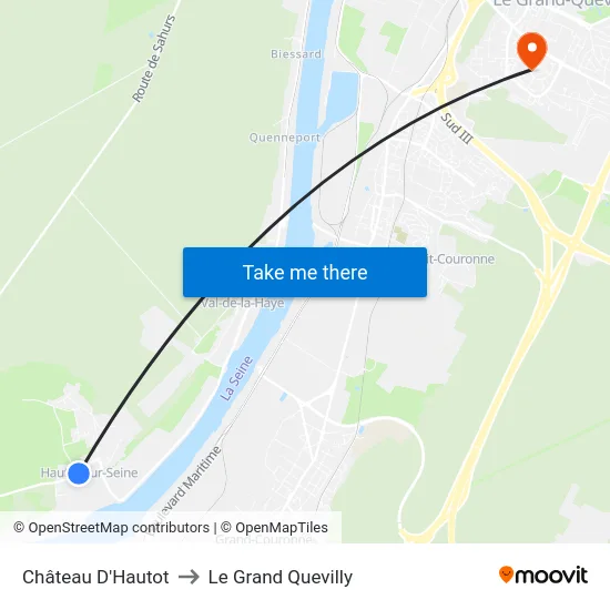 Château D'Hautot to Le Grand Quevilly map