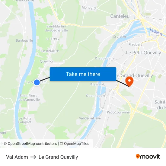 Val Adam to Le Grand Quevilly map