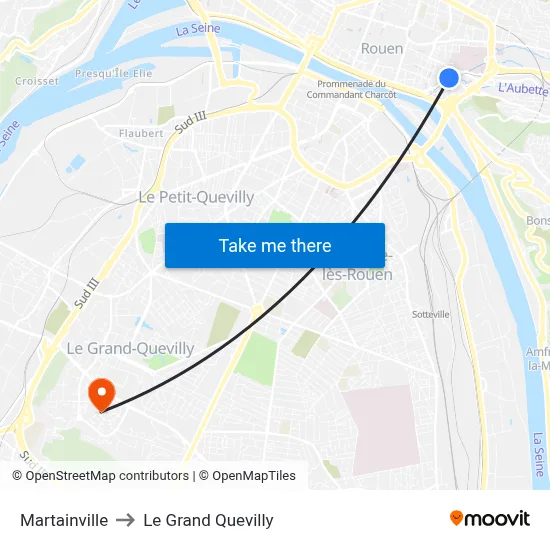 Martainville to Le Grand Quevilly map