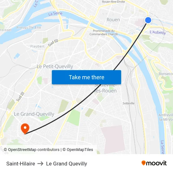 Saint-Hilaire to Le Grand Quevilly map