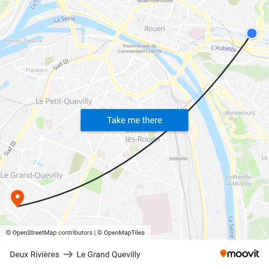 Deux Rivières to Le Grand Quevilly map