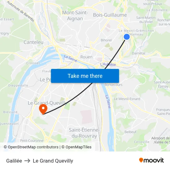 Galilée to Le Grand Quevilly map